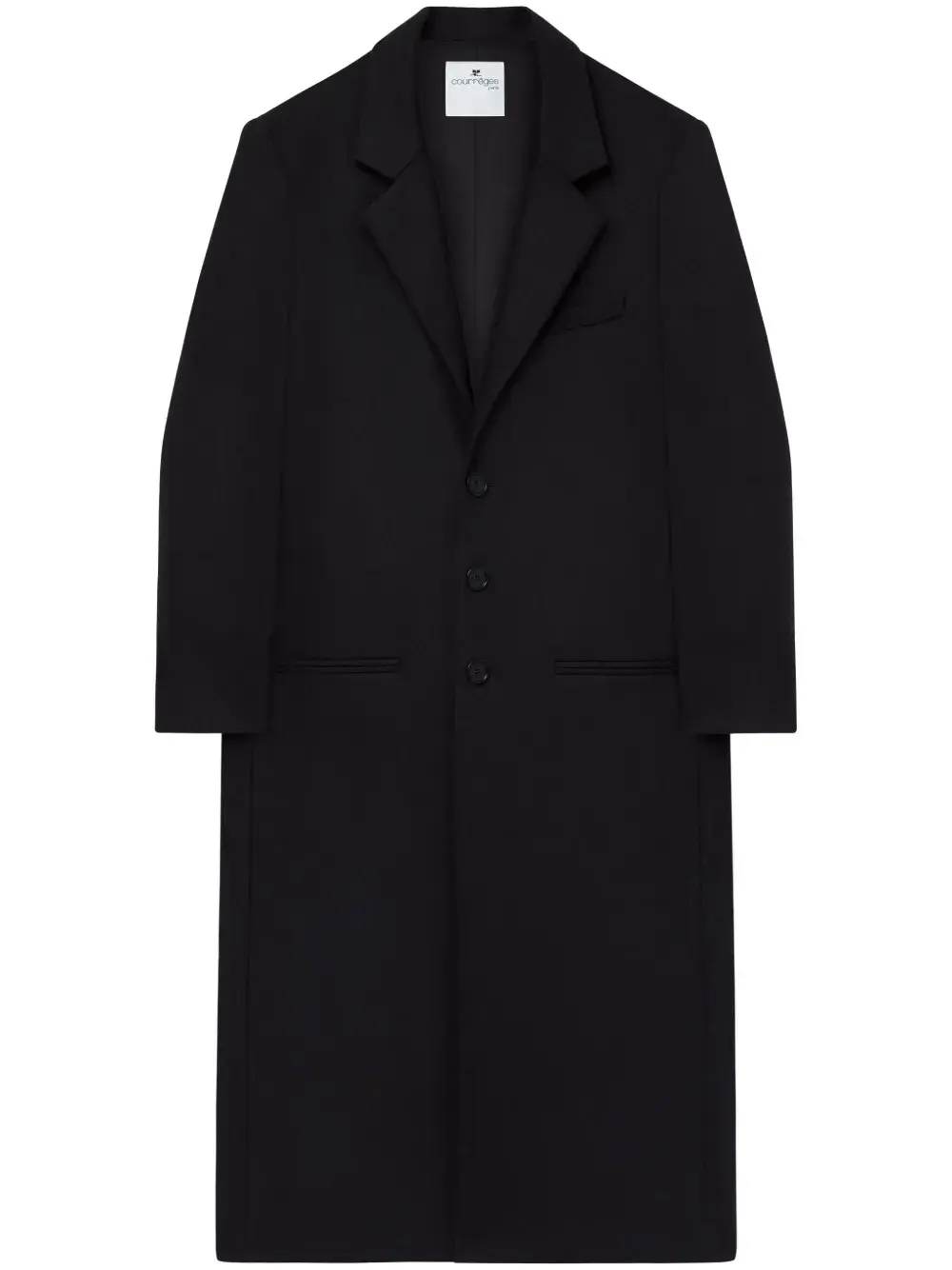 

Длинное пальто строгого кроя Courrèges, черный