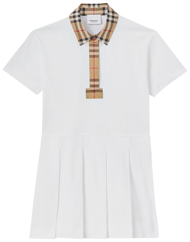 

Поло Burberry Kids Vintage Check Trim Piqu Polo Shirtdress 'White', белый