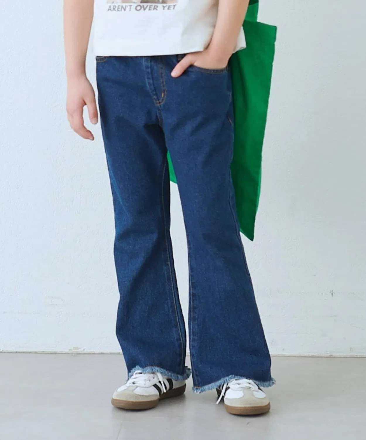Детские джинсы клеш с бахромой TYPY DENIM, цвет тёмно-синий