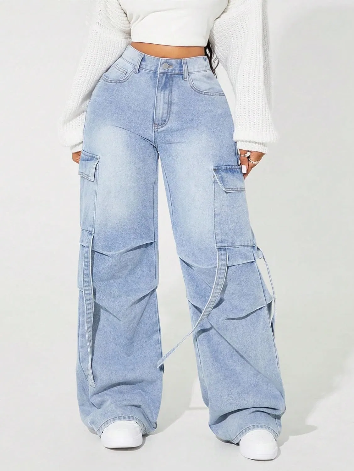 Джинсы с завязками на пуговицах Women's Legendary Mid Rise Jean, синие — фото 3
