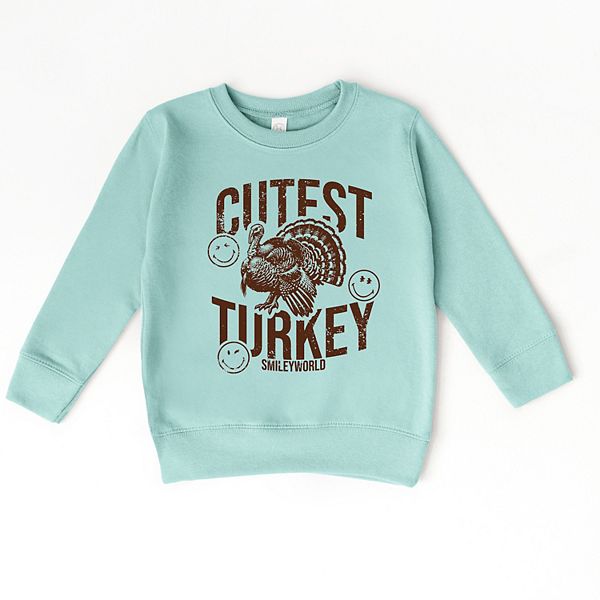 

Свитшот с принтом Smileyworld cutest turkey distressed для малышей The Juniper Shop, Seafoam
