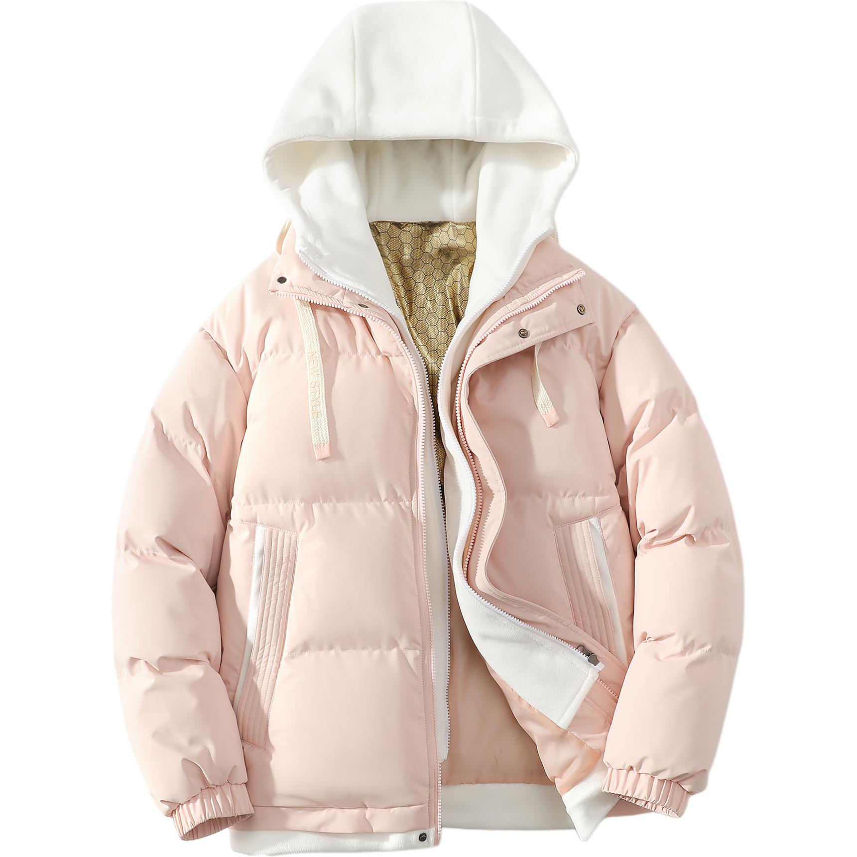 

Куртка Unisex Hooded Fleece lined Mock Two Piece WARRIOR, розовый thickened puffer jacket