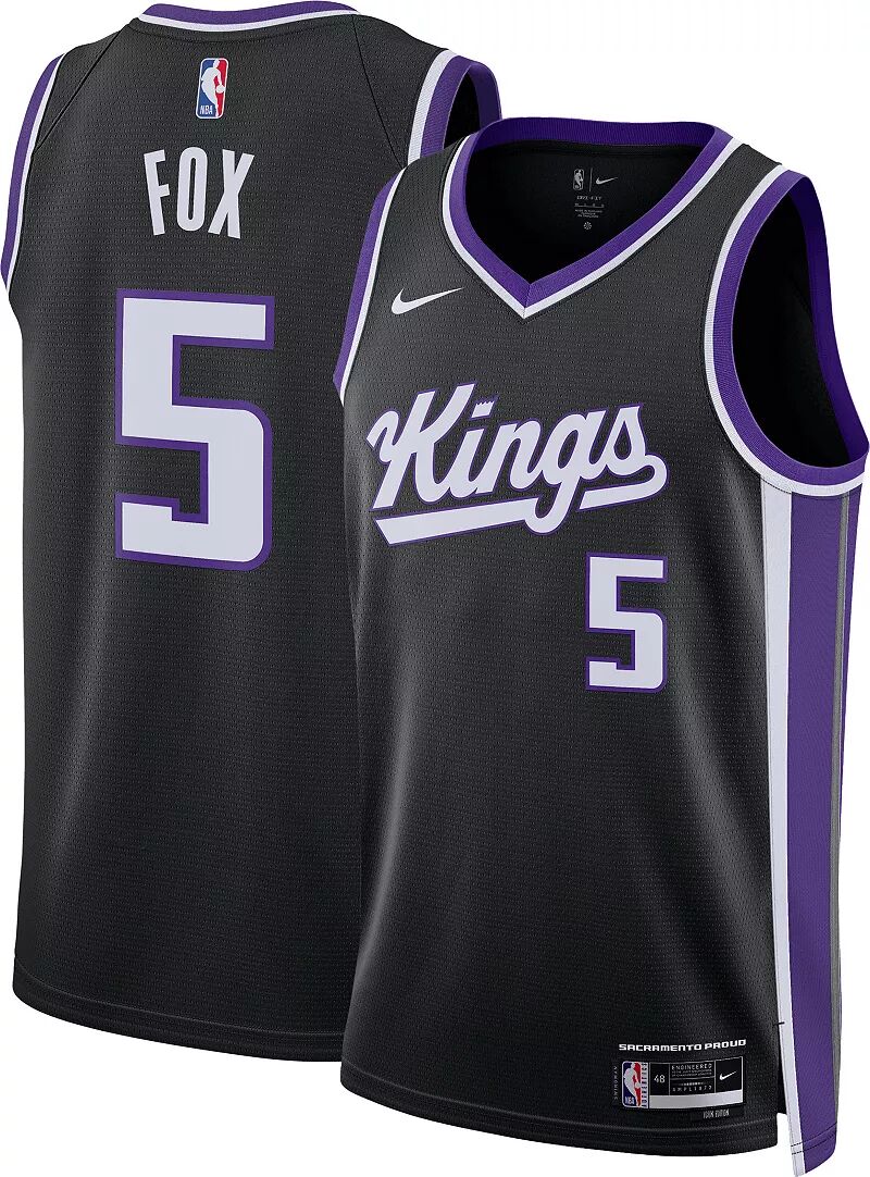 

Мужская черная майка Nike Sacramento Kings De'Aaron Fox #5 Dri-FIT Swingman