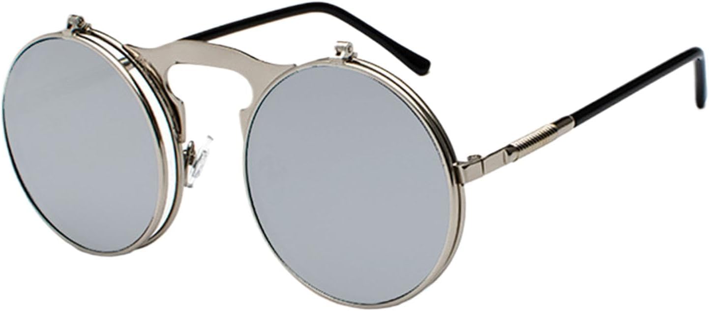 

Солнцезащитные очки с защитой от УФ-излучения UV400 для женщин и мужчин | Складные дужки в стиле стимпанк, круглые, прозрачные, красные | для занятий спортом на открытом воздухе DSVIGF, Silver Mirror