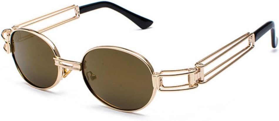 

Модные круглые солнцезащитные очки для женщин и мужчин в винтажном стиле с металлической оправой и в стиле стимпанк, солнцезащитные очки для мужчин с защитой от УФ-излучения UV400 TKKTLLT, Gold-yellowgold