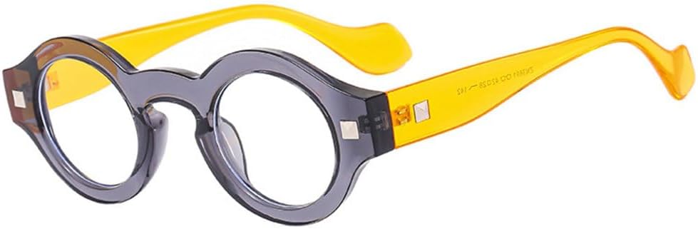 

Винтажные маленькие круглые панк-солнцезащитные очки для мужчин с заклепками, прозрачными линзами, солнцезащитные очки UV400 для женщин, серые солнцезащитные очки TYUVIVO, Grey Yellow Clear