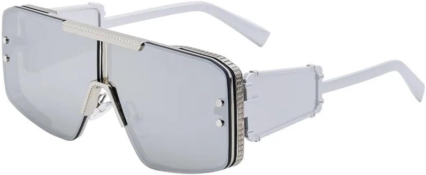 

Роскошные солнцезащитные очки большого размера в массивной оправе для женщин и мужчин, в винтажном стиле, в стиле метал-панк, с плоской верхней частью TYUVIVO, Silver Silver