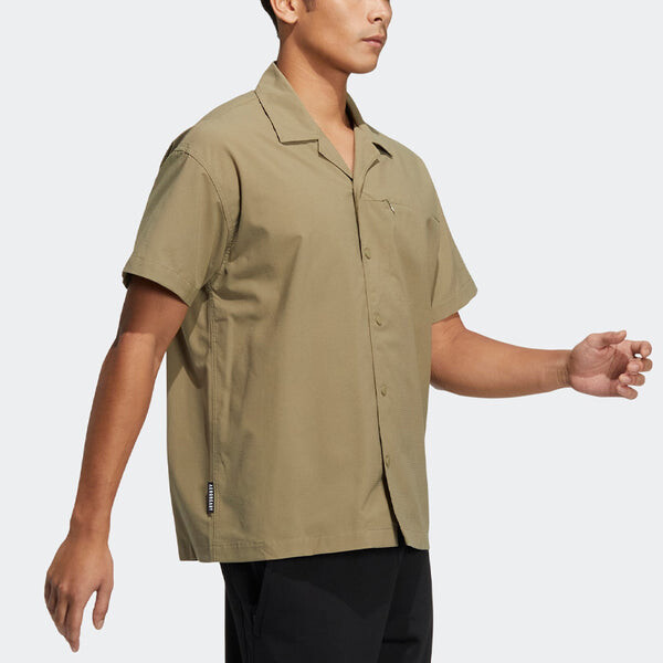 Рубашка adidas originals Solid Color Sports Short Sleeve Shirt Khaki, мультиколор — фото 4