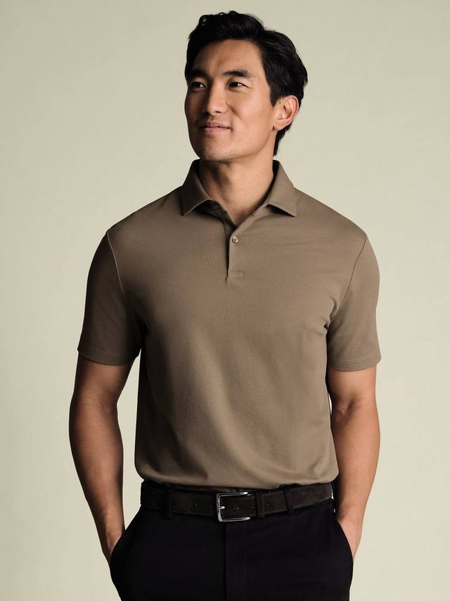 

Короткий рукав поло из хлопковой смеси Charles Tyrwhitt, Camel