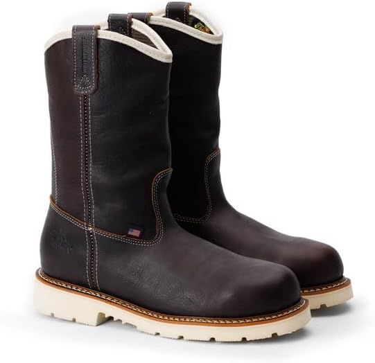 

Мужские сапоги Thorogood American Heritage с стальным носком, 11, премиальная кожа полного зерна, противоскользящая подошва на каблуке и комфортная стелька, Briar Pitstop