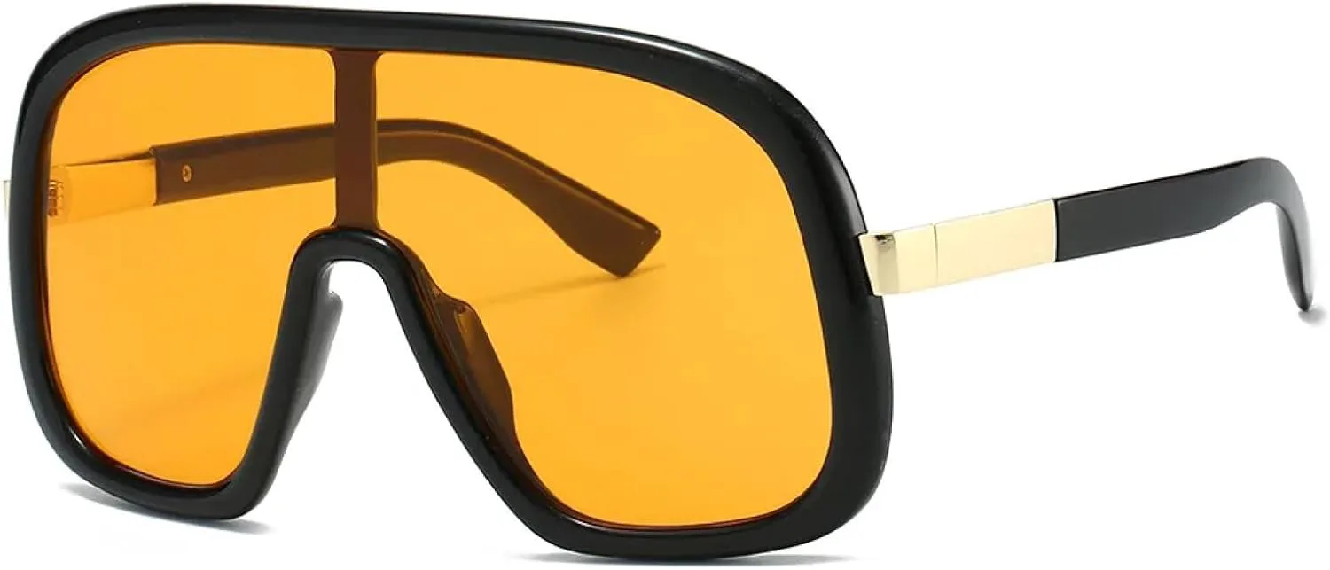 

Винтажные солнцезащитные очки большого размера для женщин, модные солнцезащитные очки с градиентным переходом для мужчин, очки для вождения TKKTLLT, Black Orange