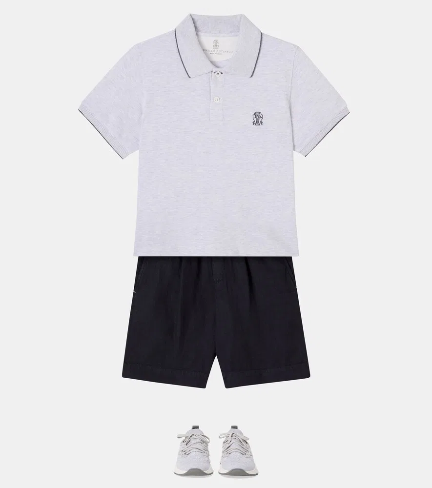Вязаные кроссовки Brunello Cucinelli Kids, серый — фото 2