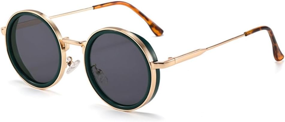 

Солнцезащитные очки UV400 - Металлические панк-очки с круглым оправой и градиентным покрытием, подходят для женщин и мужчин, для бега и занятий спортом на открытом воздухе UYPTK, Greengold-black