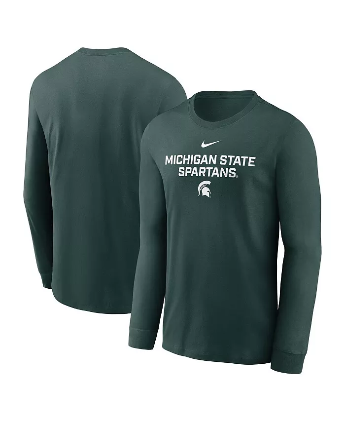 

Мужская зеленая футболка Michigan State Spartans 2025 Sideline Performance с длинным рукавом Nike