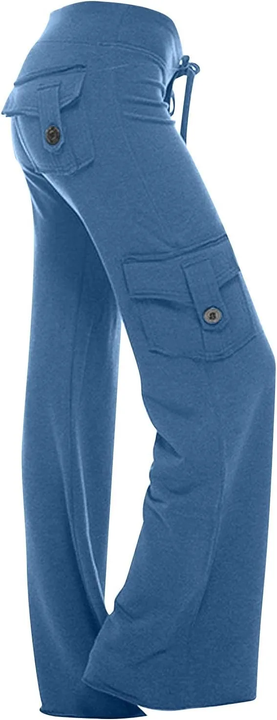 

Женские карго штаны plus size с высокой талией и широкими карманами