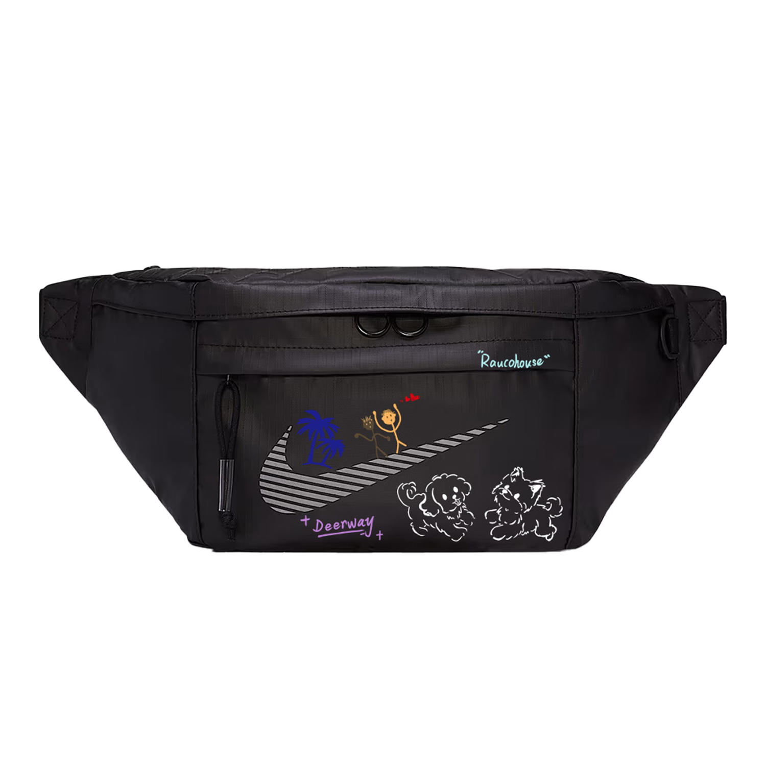 

Nike Тканевая поясная сумка Regular Unisex черная, Happiness Graffiti Puppy