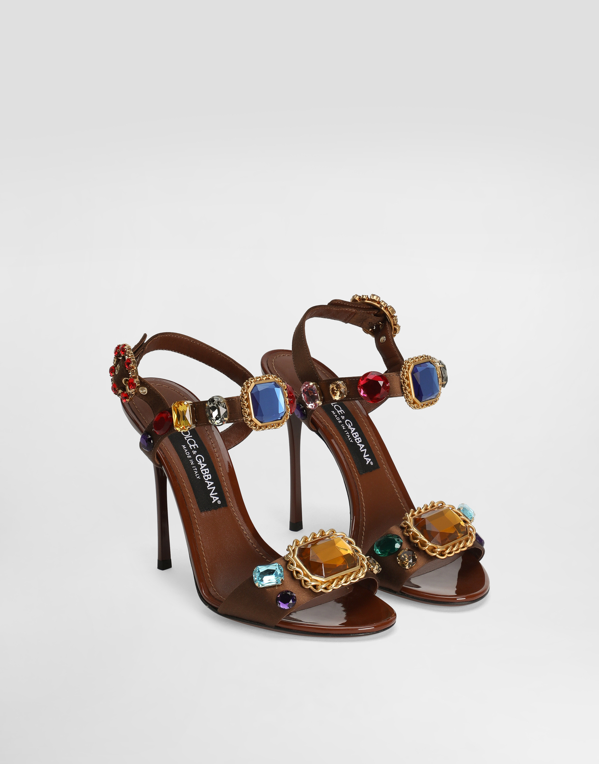 Босоножки Keira 2.0 из атласа и лакированной кожи с украшениями DOLCE & GABBANA, мультиколор — фото 2