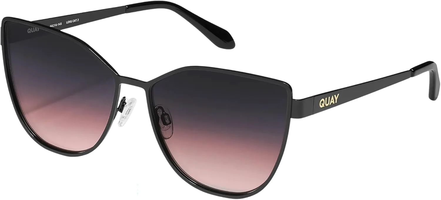 

Quay - Женские солнцезащитные очки, линзы «кошачий глаз» с защитой от УФ-излучения, большие солнцезащитные очки (In Pursuit, Black/Black Pink), Black/Black Pink