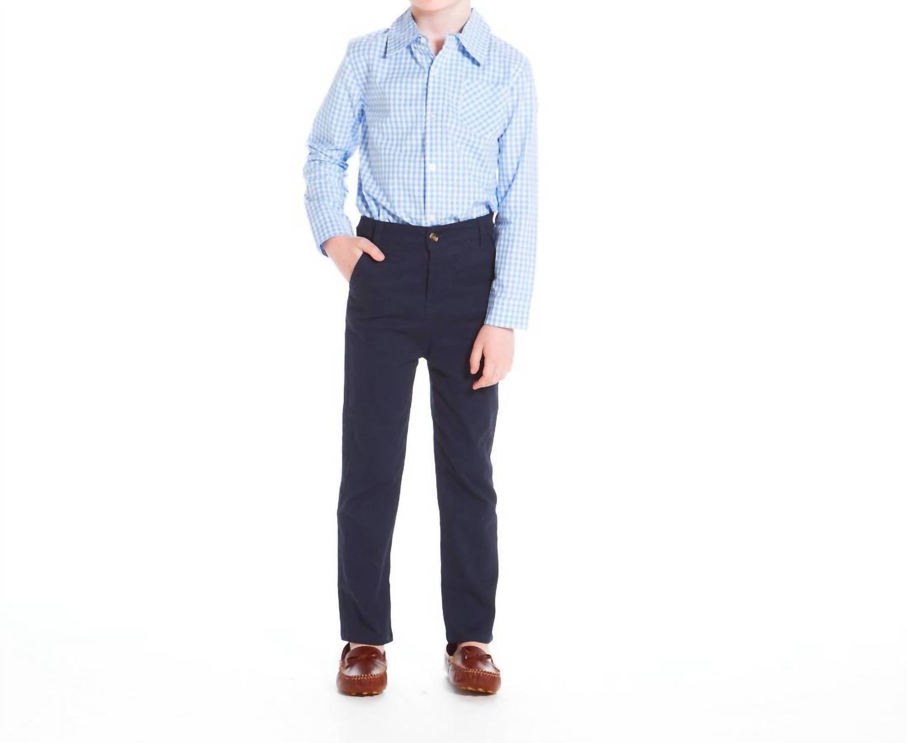 

Детская рубашка в клетку с пуговицами, светло-голубая Andy & Evan