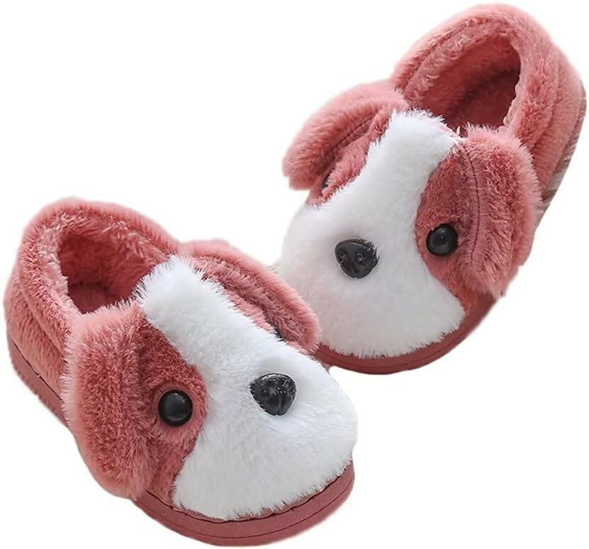 

Домашние тапочки JadeRich для детей и взрослых с милым рисунком собак, флисовые, для дома и улицы, с родительско-детской моделью, с памятью формы и нескользящей подошвой, красный
