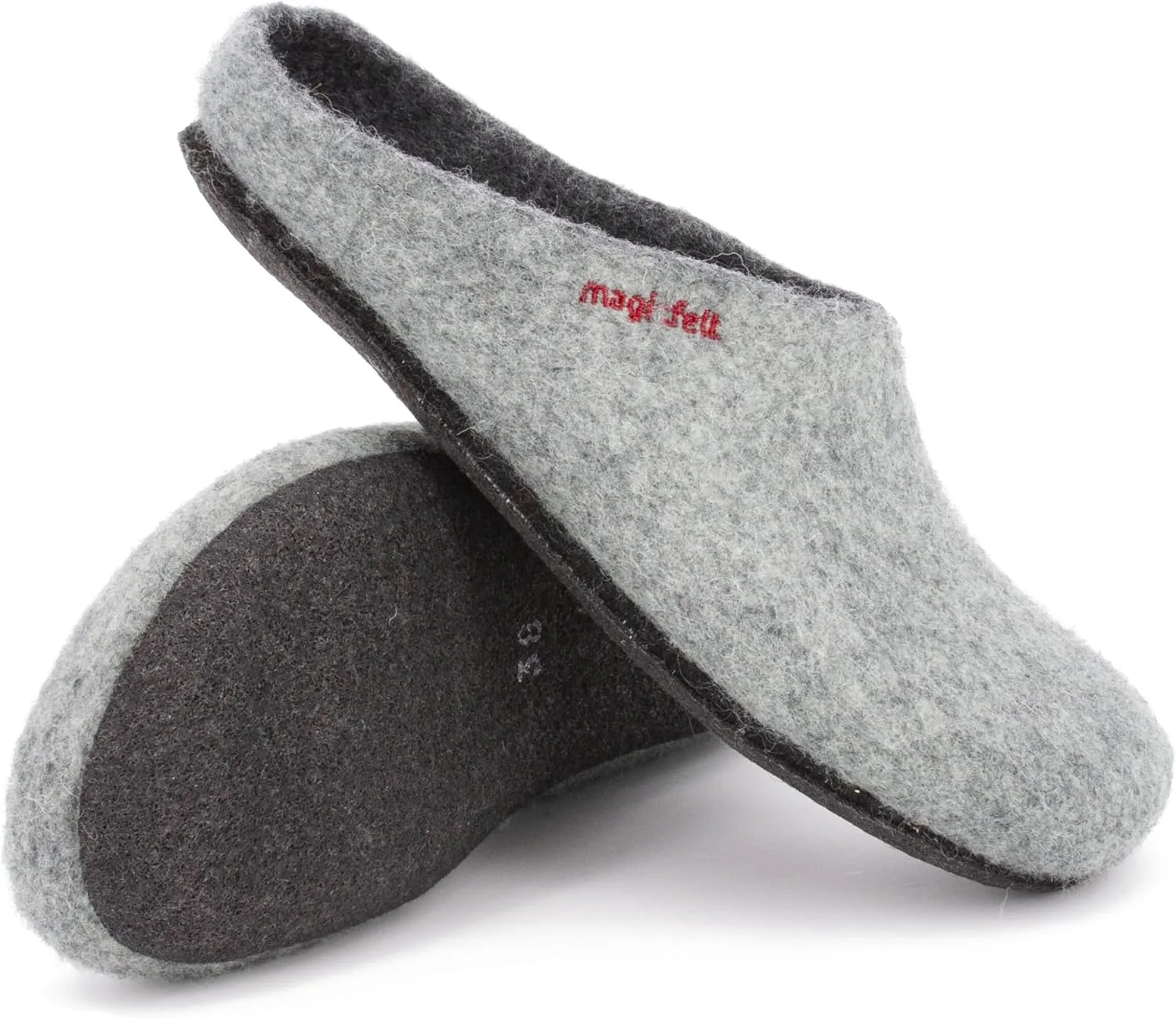 Тапочки MagicFelt AN 709 из чистой натуральной шерсти для мужчин и женщин - нескользящие и анатомической формы, светло-серый