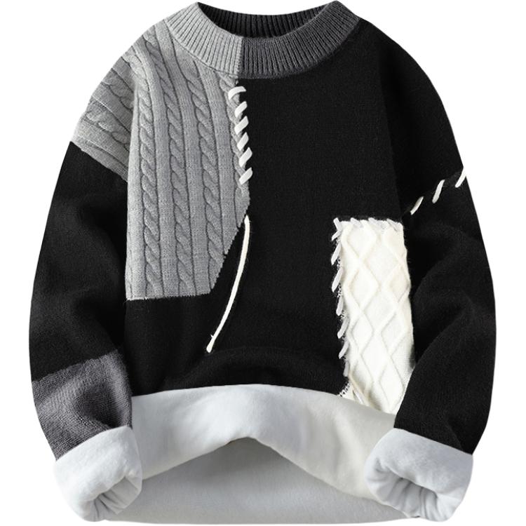 

Трикотажный свитер Unisex с круглым вырезом Moderate Others VanCamel, черный fleece-lined