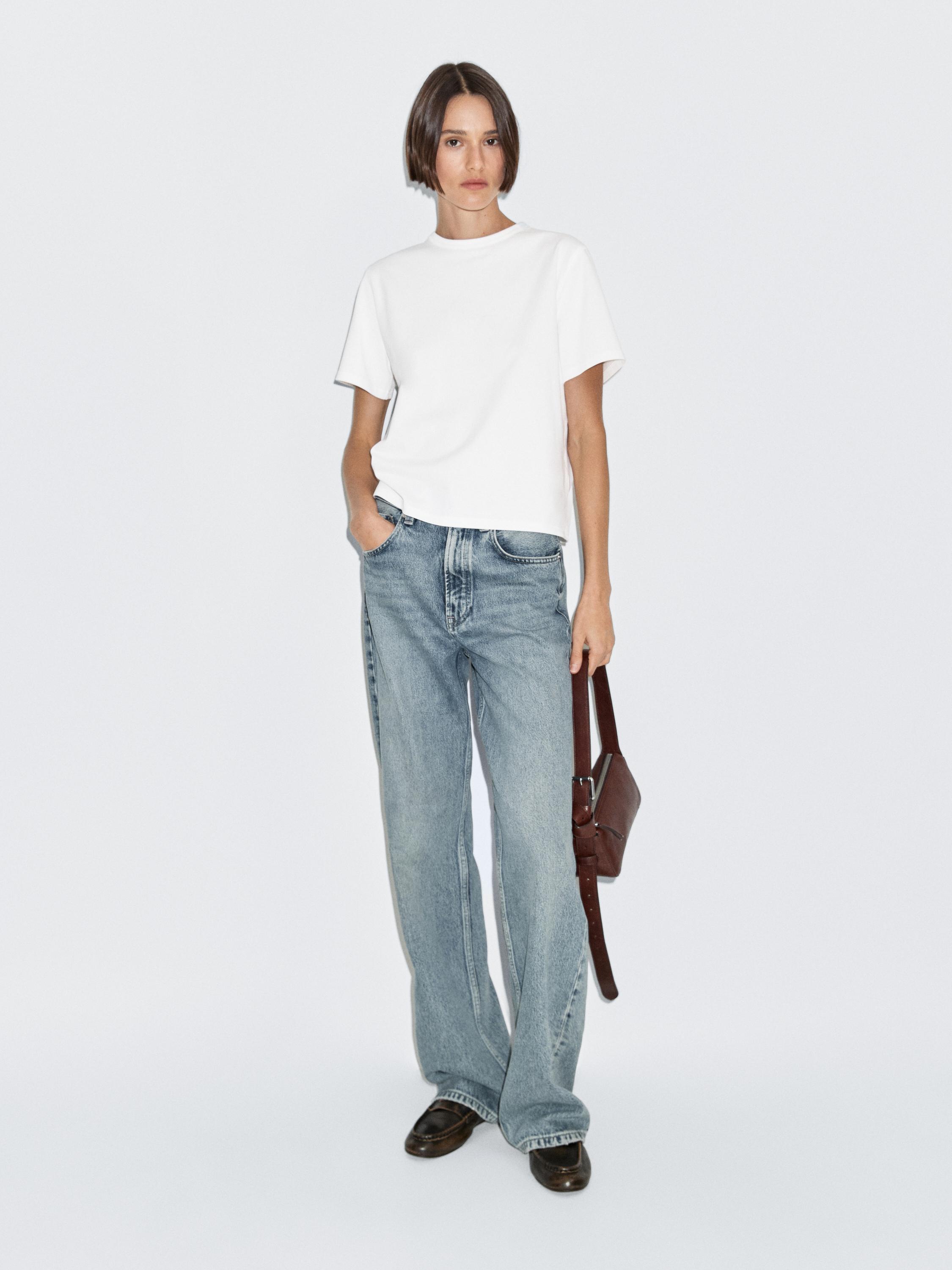 

Футболка с коротким рукавом из 100% хлопка Massimo Dutti, белый