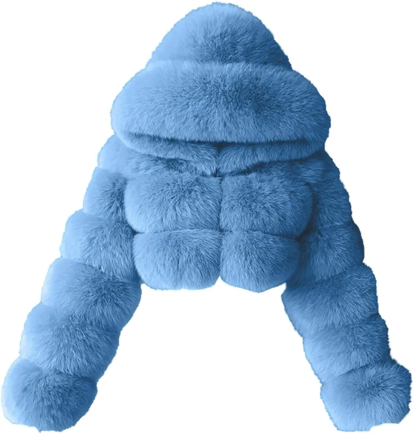 Женская куртка из искусственного меха с капюшоном, Uillui, Sky Blue