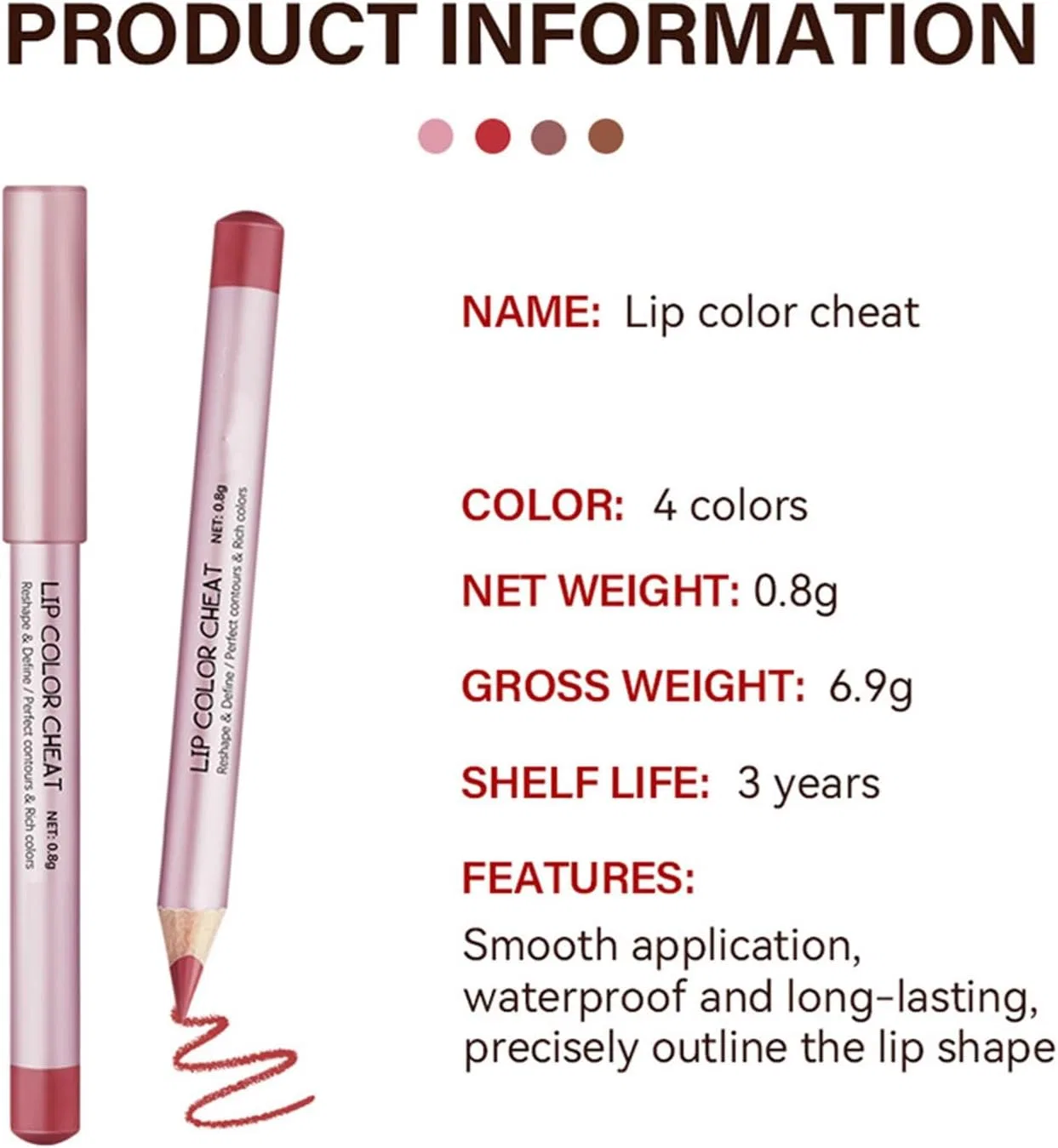 Карандаш для губ Lip Color Cheat Liner Xjdzineq — фото 4