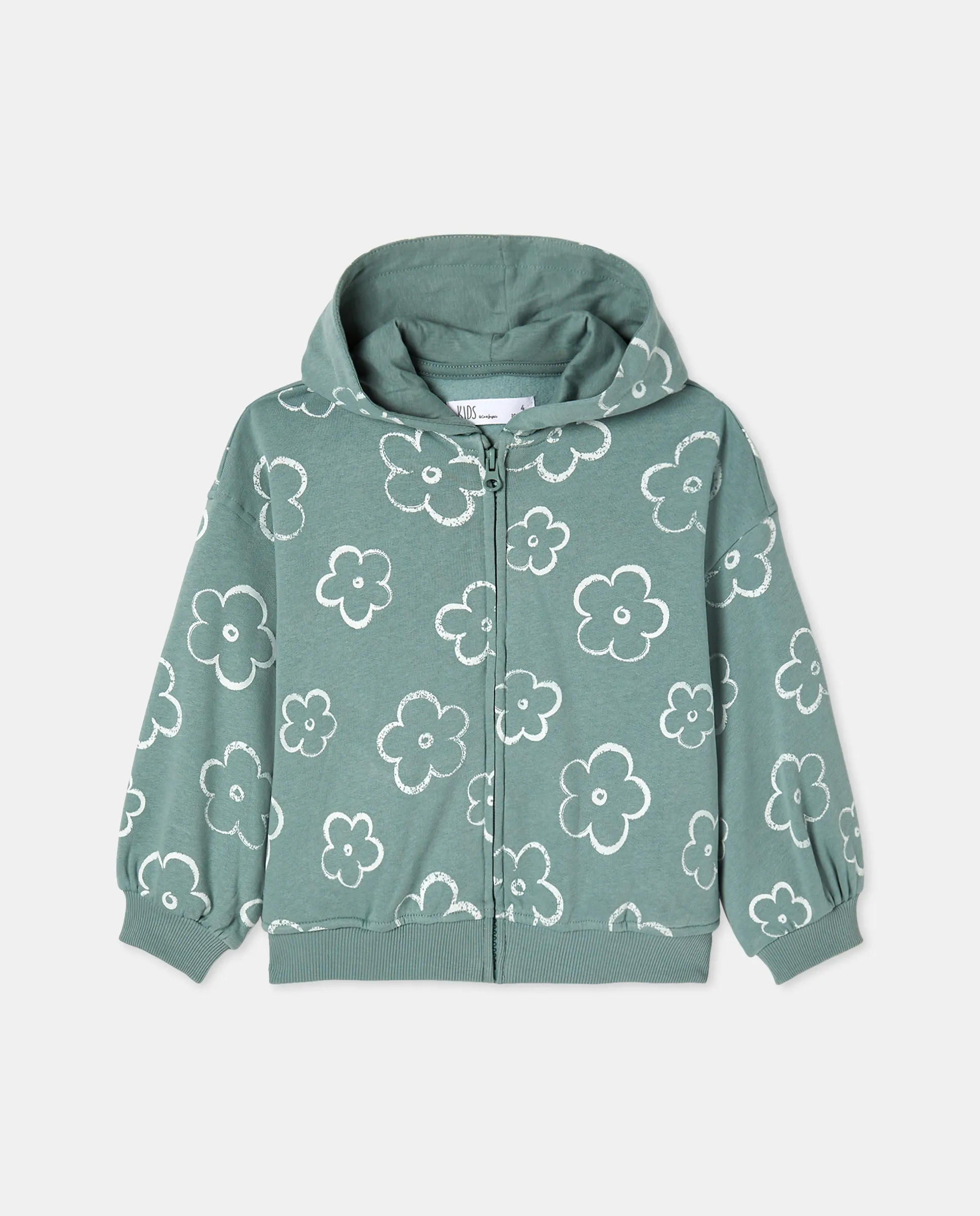 

Детское худи с капюшоном и принтом в виде сердечек по всей поверхности Kids El Corte Inglés, зеленый