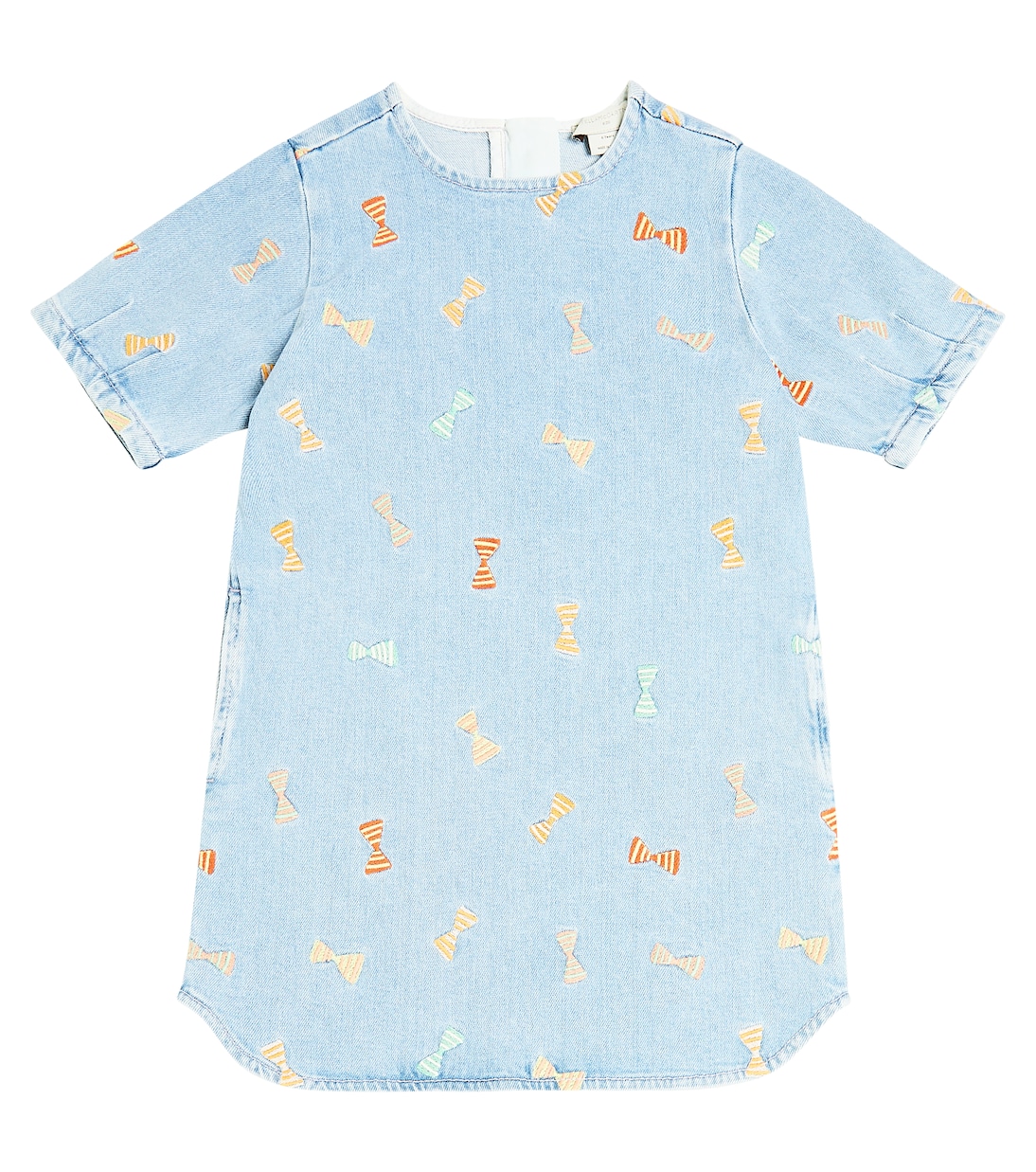 Платье из хлопкового джерси с принтом Stella McCartney Kids, Celeste/Embroidery