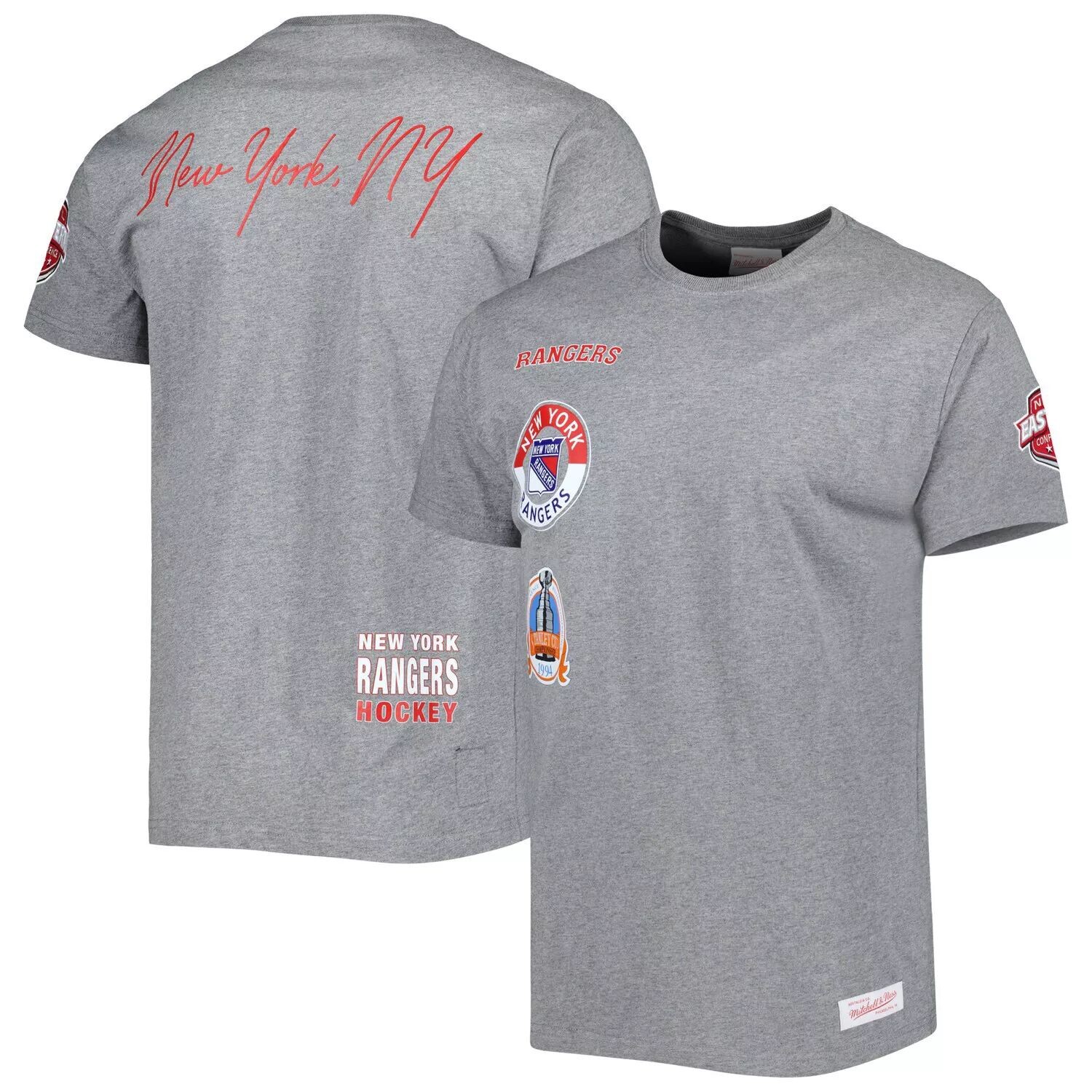 

Мужская футболка Mitchell & Ness Heather Grey New York Rangers City Collection