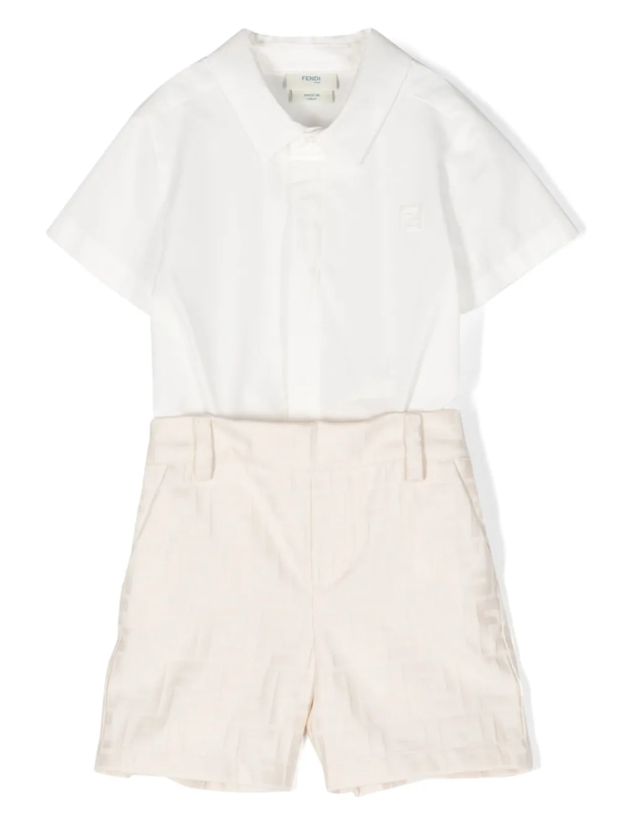 

Комплект из топа и шортов с жаккардовым логотипом FF Fendi Kids, белый
