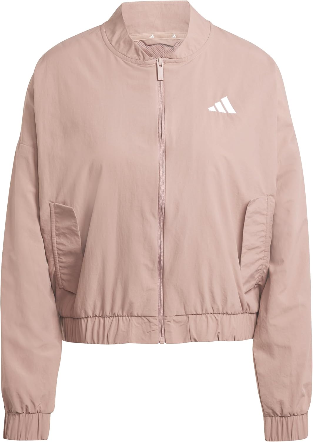 Женская куртка-бомбер Adidas Originals Adidas Essentials с тремя полосками, бледно-розовый — фото 2
