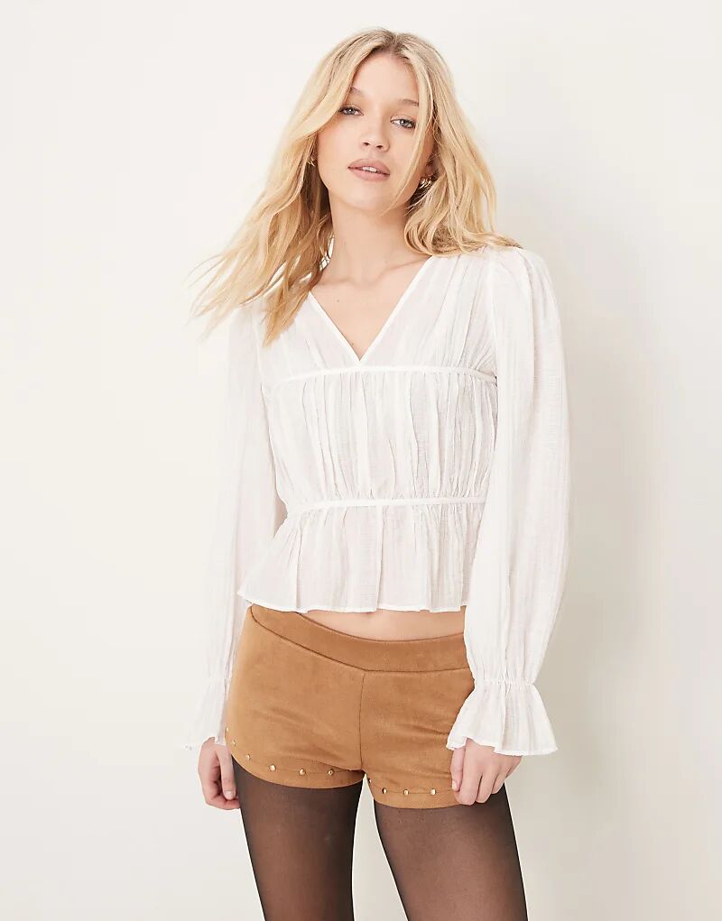 

GINA TRICOT – Трикотаж – Верх блузки со сборками белого цвета