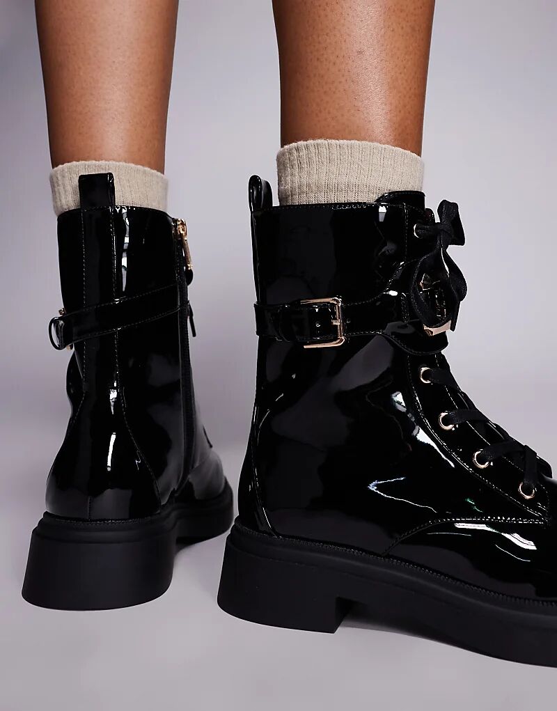 Массивные ботинки River Island со шнуровкой черного цвета — фото 4