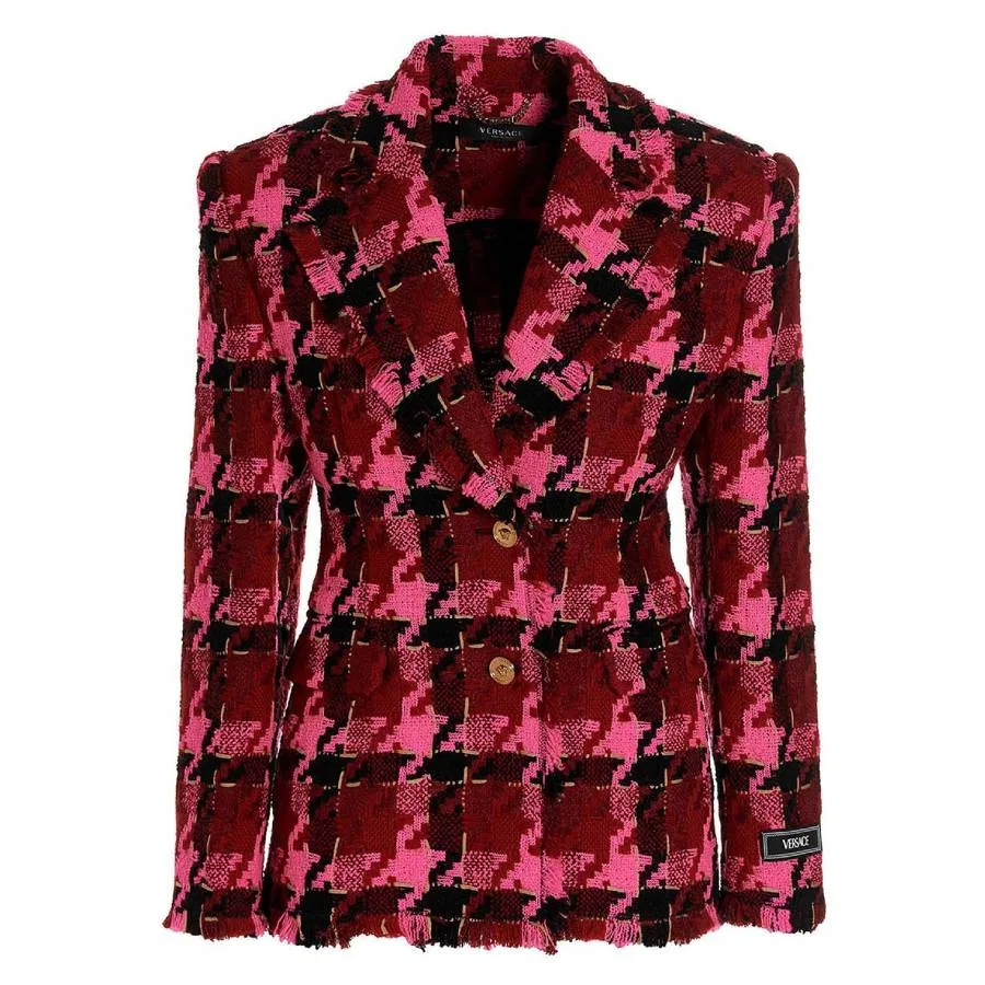 Блейзер Versace Medusa из твида в клетку, Parade Red/Fuchsia