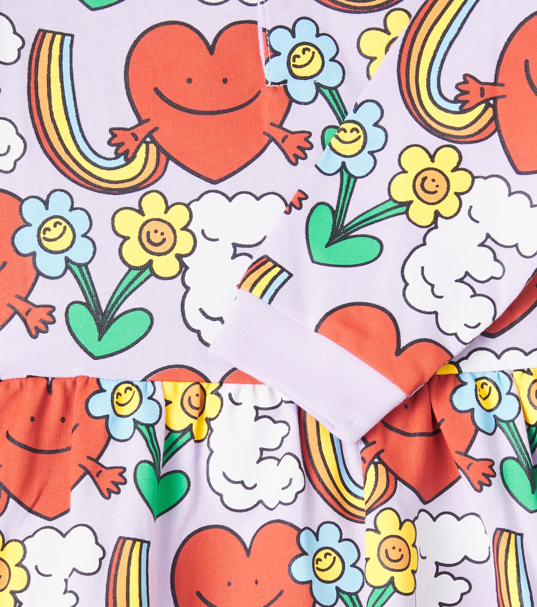 Платье из хлопкового джерси Baby Rainbow Love Stella McCartney Kids, Viola/Multicolor — фото 3