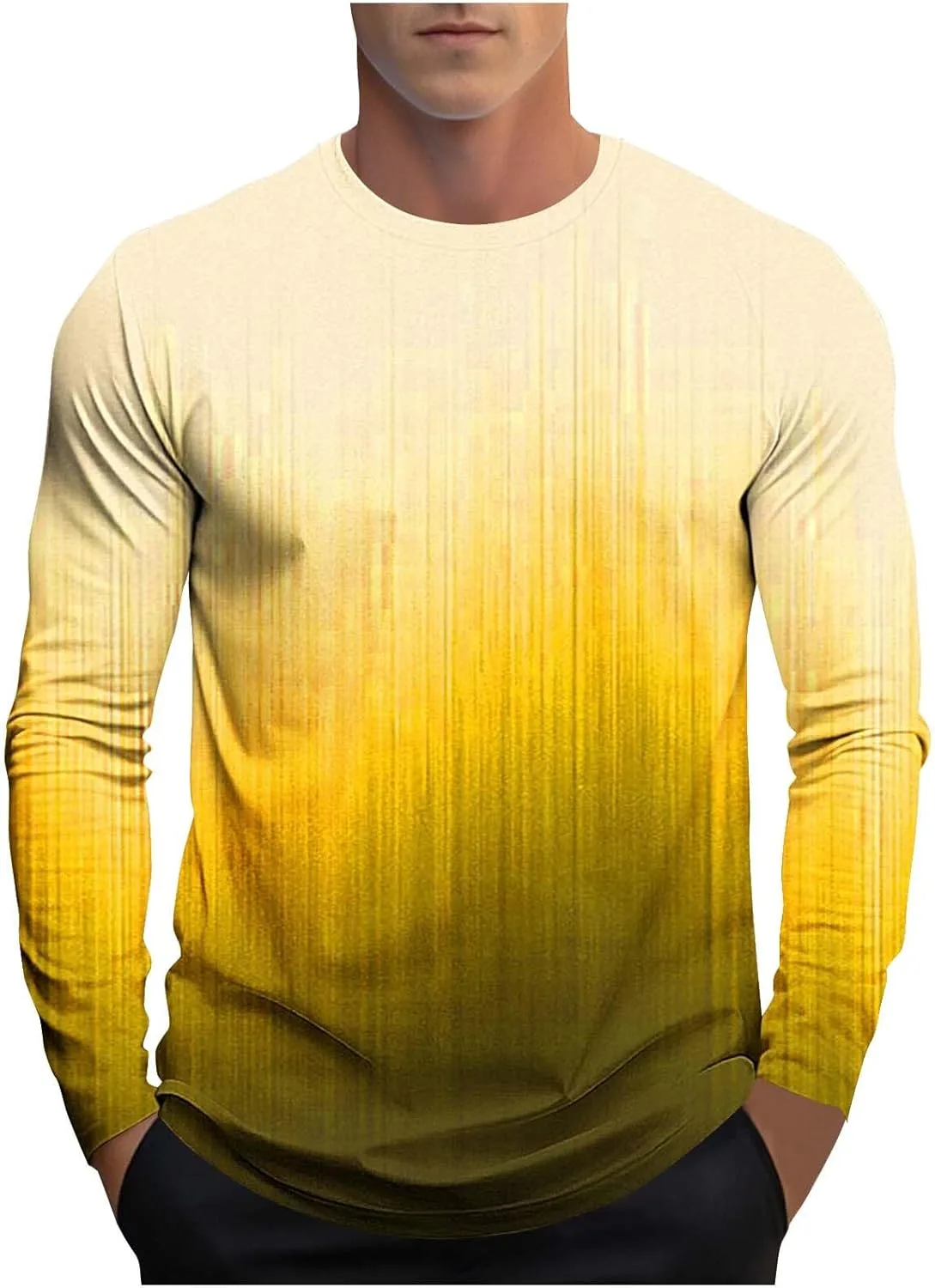 

Футболка Cambkatl с градиентом и длинным рукавом для мужчин — Casual 2025, базовая графическая, свободный покрой