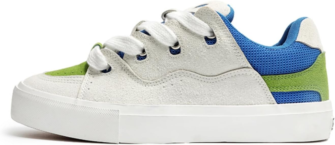 

Мужские повседневные низкие кеды с шнуровкой, модный колор-блок, удобная обувь для ходьбы и катания на скейтборде для стильного ежедневного ношения Aokisx, синий/зеленый