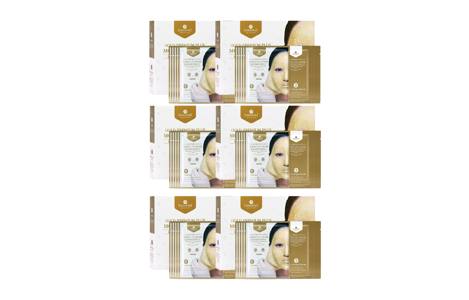 

SHANGPREE Пакет Gold Dewy Soft Film Powder для лица с масками, подтягивающий, увлажняющий, восстанавливающий, 272г*3, в комплекте с коробкой