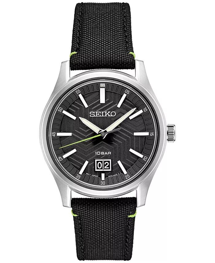 

Мужские часы Essentials с черным нейлоновым ремешком, 40 мм Seiko