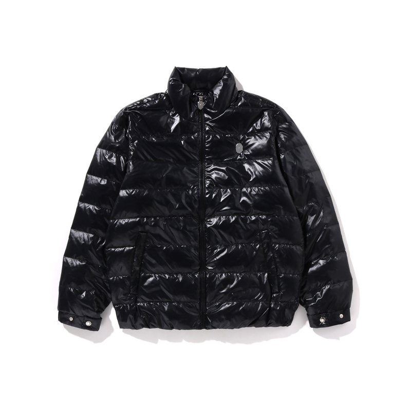 

A BATHING APE Линейный камуфляж тиснение обычный крой пуховик, Black BKX