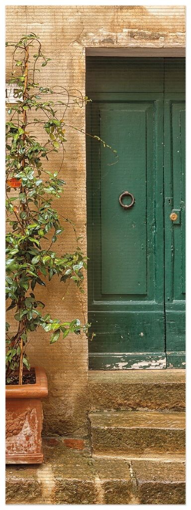 

Коврик для душа Wallario, нескользящий коврик, коврик для ванной, коврик для двери, зеленая старая деревянная дверь в Тоскане со старой каменной стеной и каменной лестницей, размер примерно 180 х 65 см, коричневый