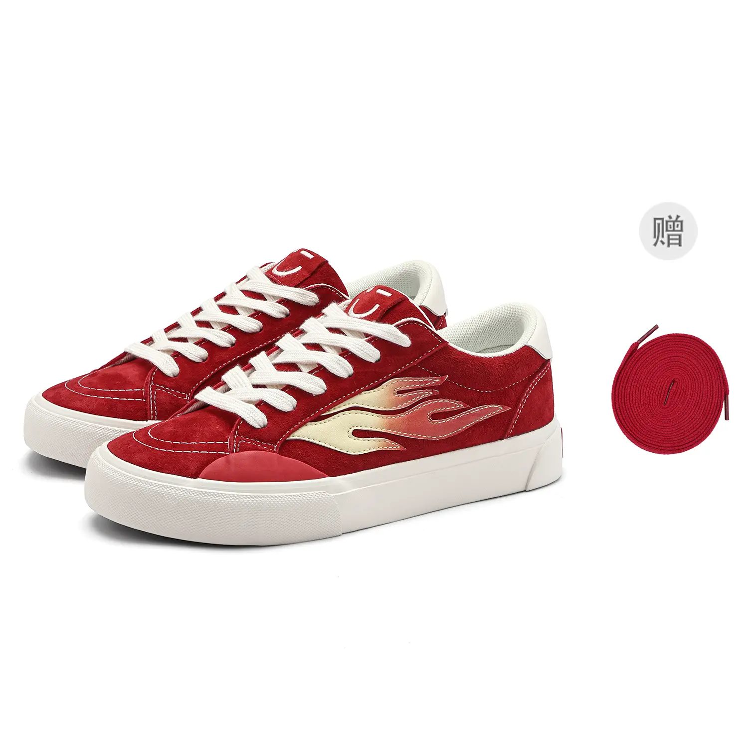 

MINISO Низкие скейтерские кеды унисекс огненно-красные [бесплатные красные шнурки], цвет Flame Red[Free Red Shoelace]