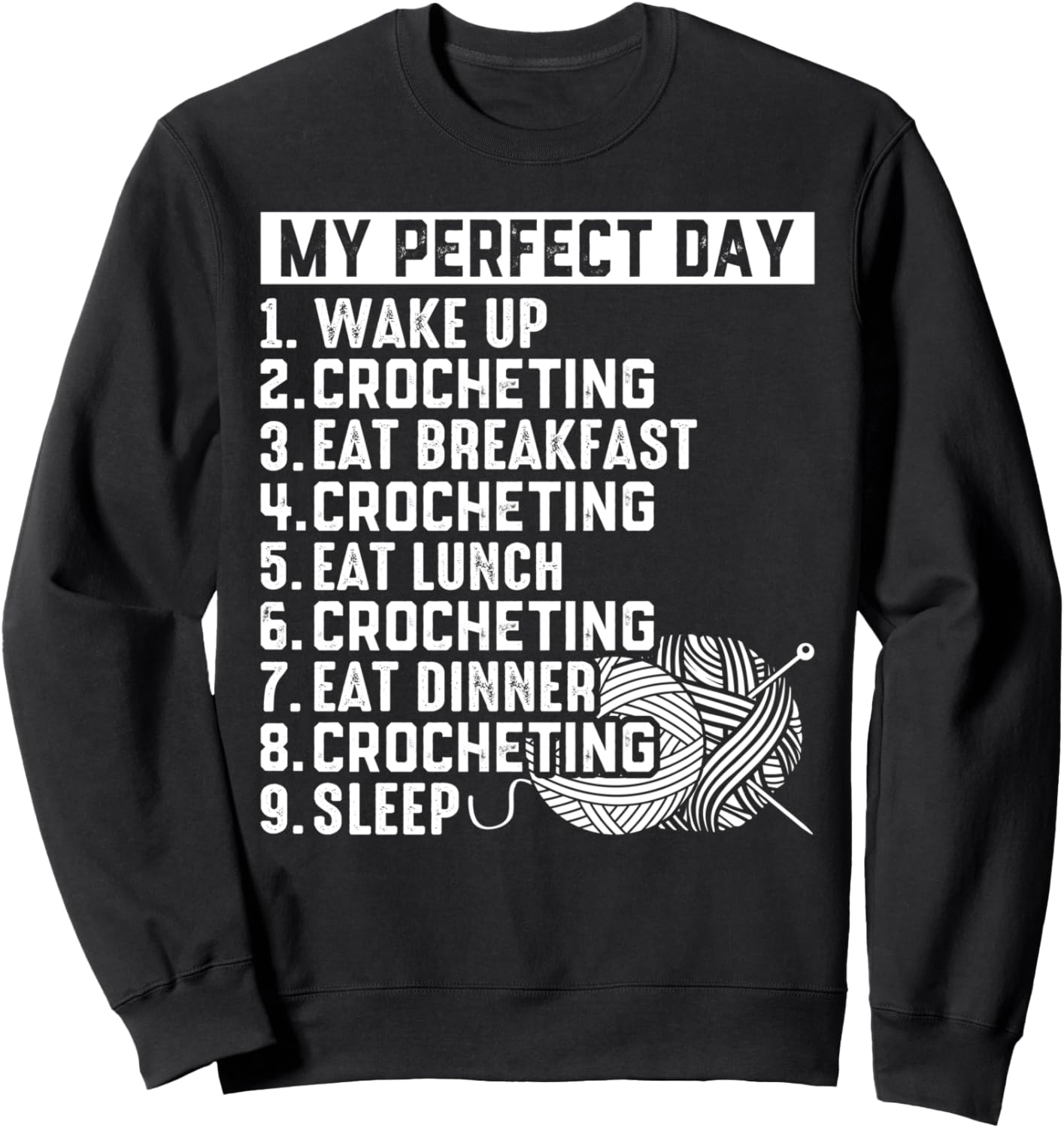 

Вязание крючком - Мой идеальный день - Толстовка с планом дня, связанным крючком Funny Crochet Lover Crocheting Crocheter, черный