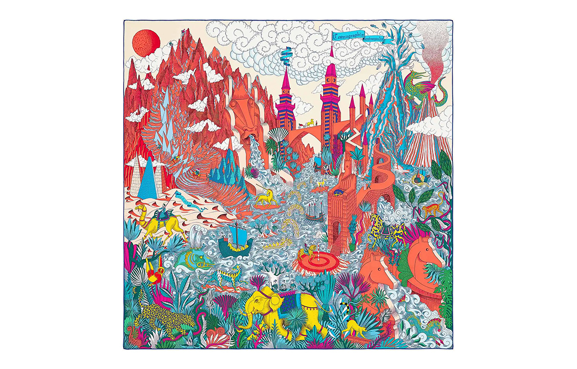 

Шёлковый платок Женский Оранжево-красный HERMES