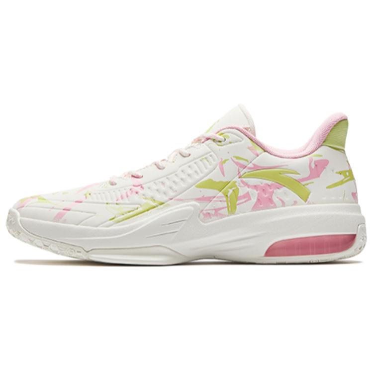 

ANTA Амортизирующие баскетбольные кроссовки KT с противоскользящим износостойким покрытием мужские низкие топы цвет слоновая кость белый нежно-розовый бутонный зеленый