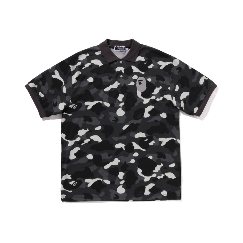 

Поло Bape City Camo с большой головой обезьяны, свободного кроя A BATHING APE, Black BKX