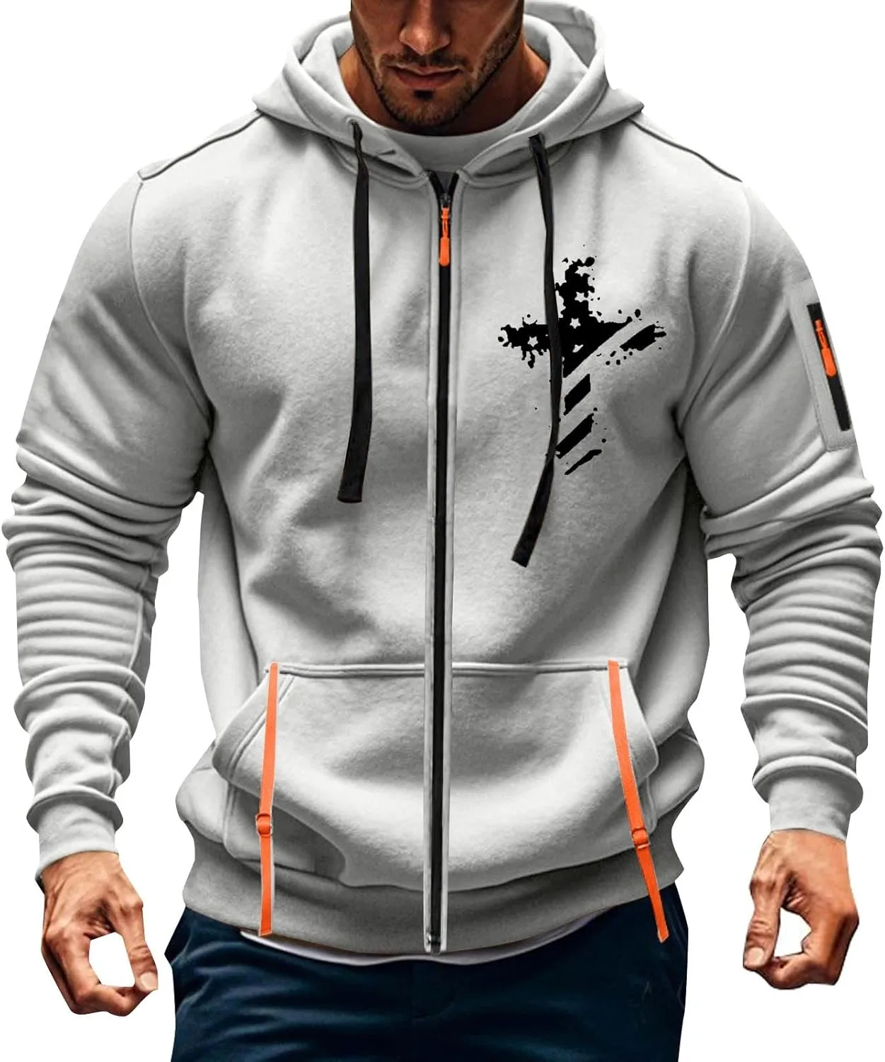 

Толстовка с капюшоном Full Zip для мужчин с религиозным принтом